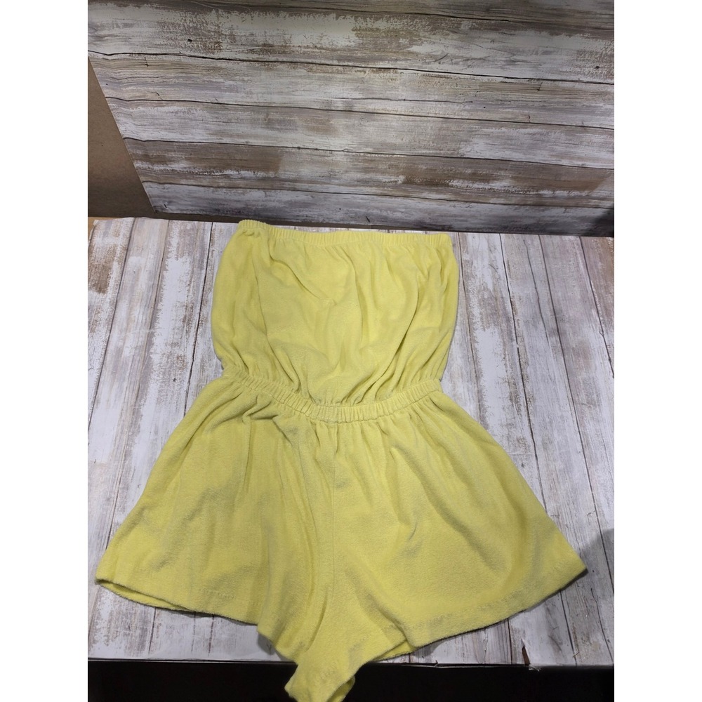 Granada Womens Strapless Terry Cloth Romper Yellow Tube Top Size L RN 28274